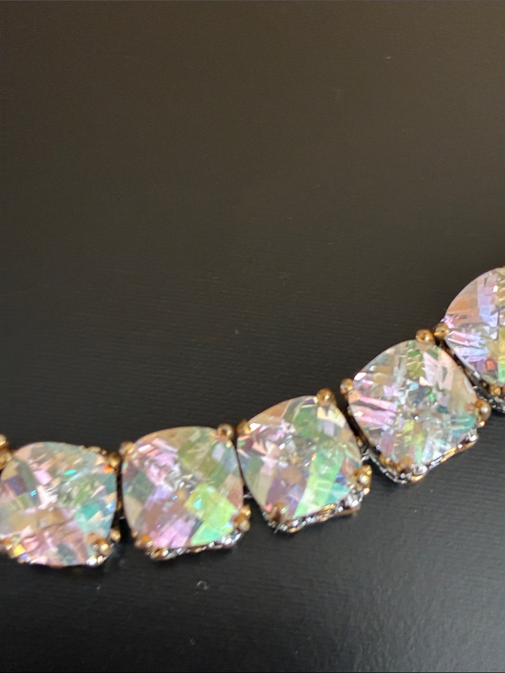 Sparkling Crystal Tennis Bracelet Aurora Borealis Cushion Cut Stones - Picture 4 of 7
